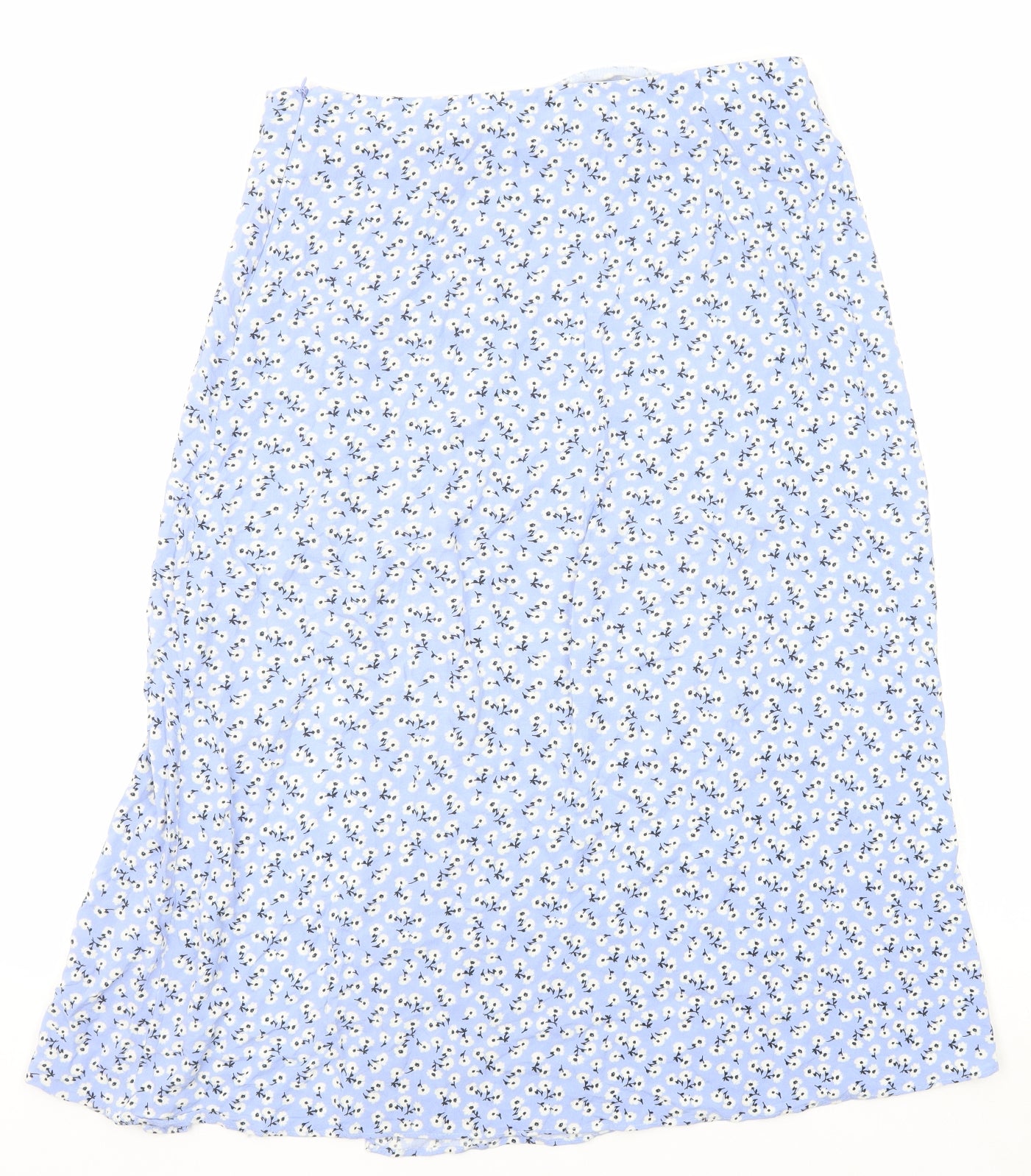 New Look Womens Blue Floral Viscose A-Line Skirt Size 14 Zip
