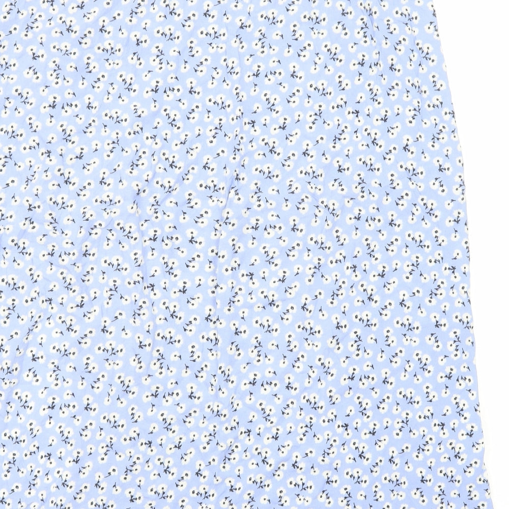New Look Womens Blue Floral Viscose A-Line Skirt Size 14 Zip