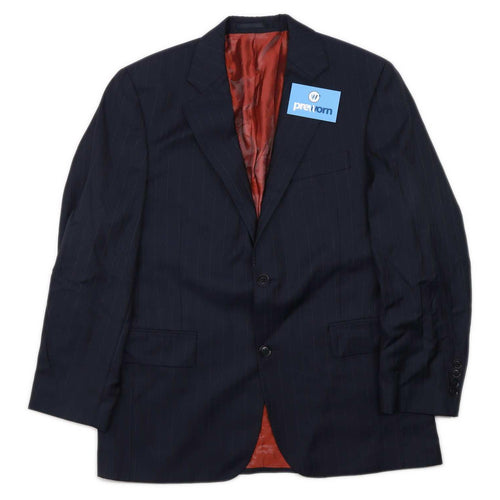 Austin Reed Mens Wool Blend Striped Blue Suit Jacket 40 Chest (Short)