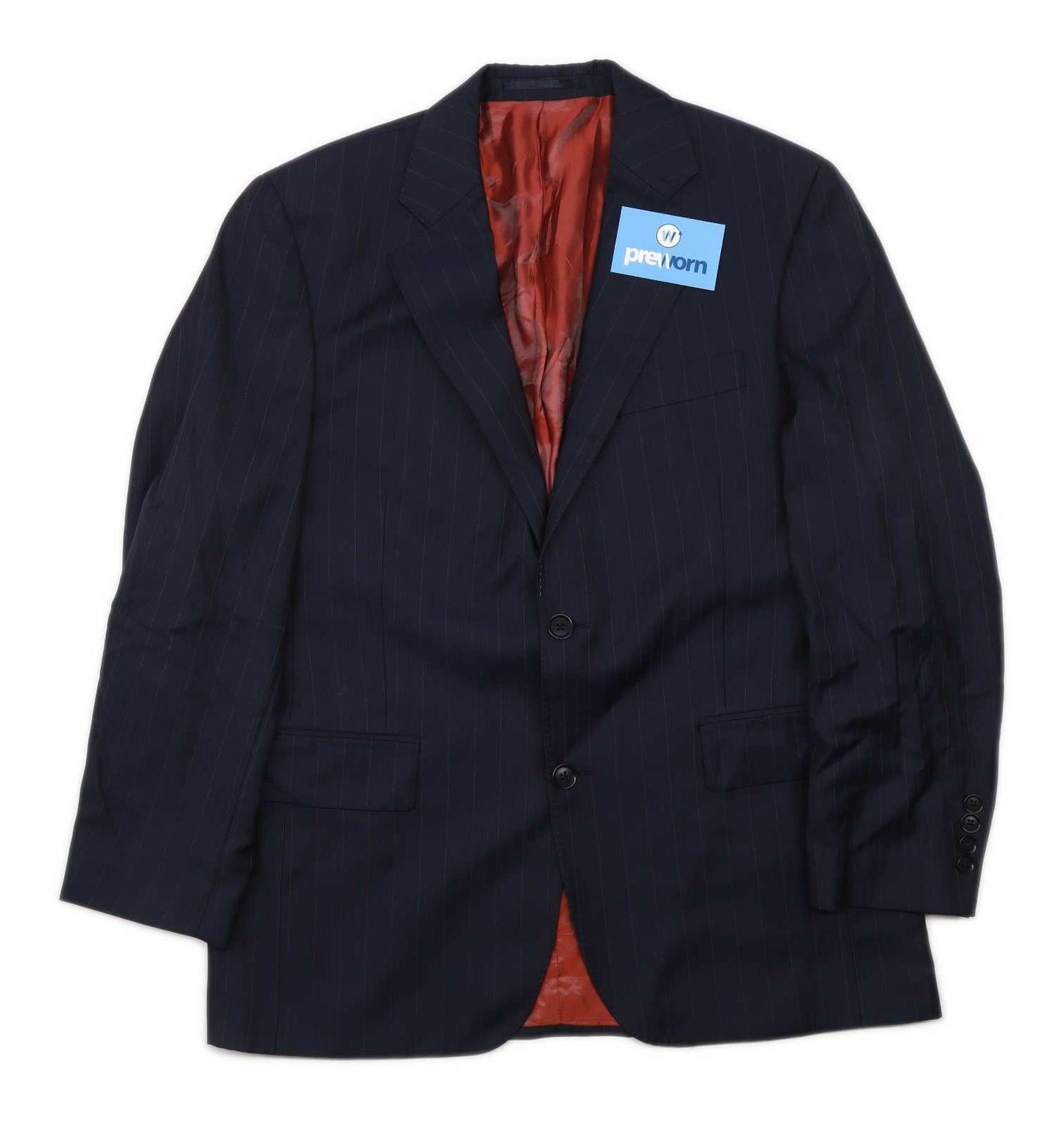 Austin Reed Mens Wool Blend Striped Blue Suit Jacket 40 Chest (Short)