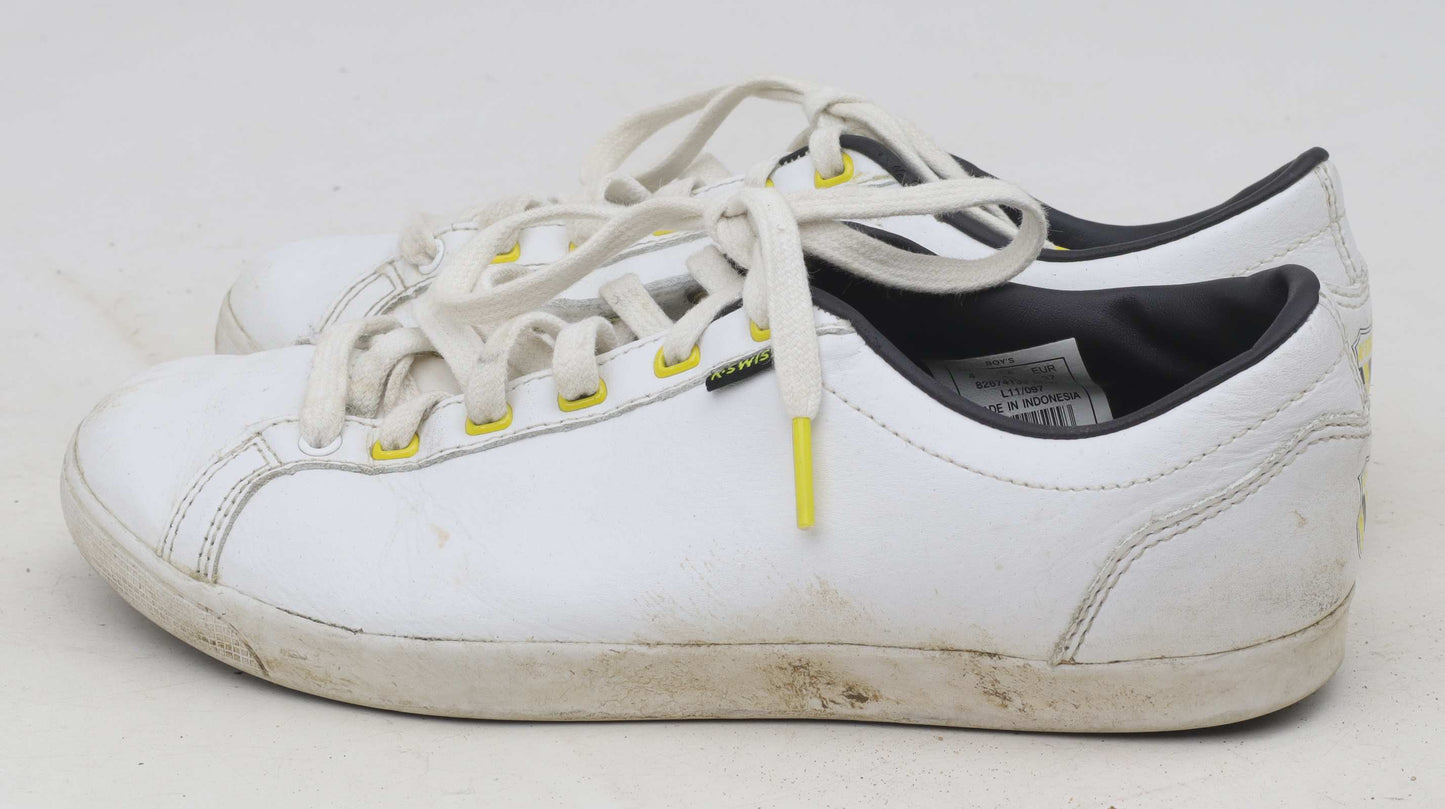 K-Swiss Boys UK Size 4 White Leather Trainers