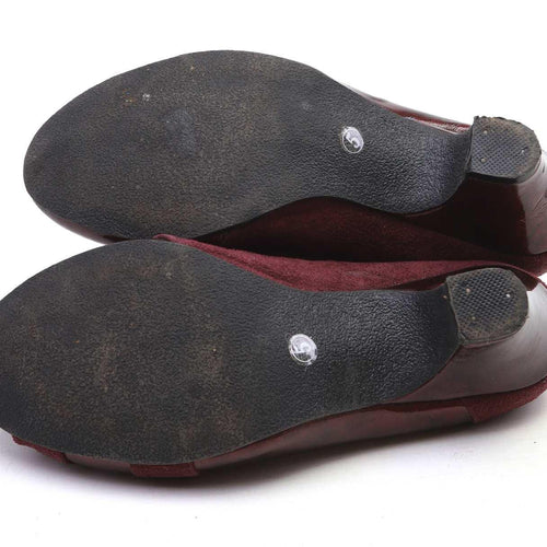 Viva La Diva Womens UK Size 5 Burgundy Leather Suede & Patent Court Shoes