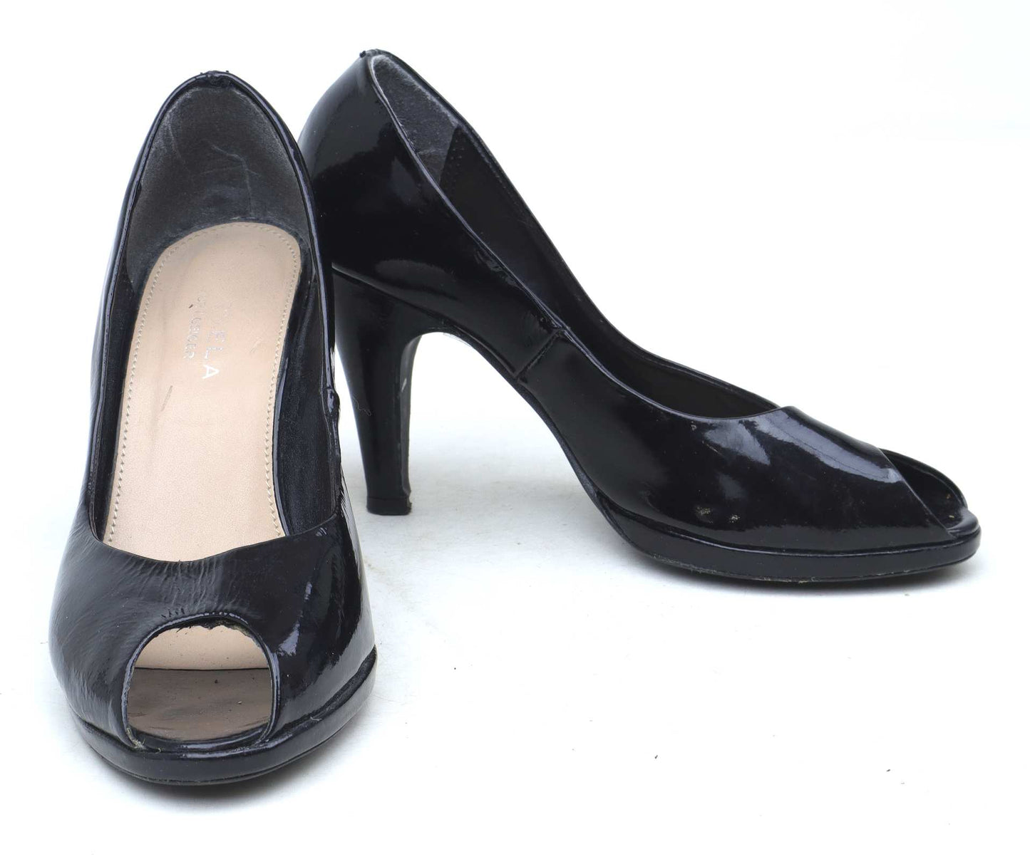 Kurt Geiger Womens EU Size 37 Black Leather Patent Court Shoes