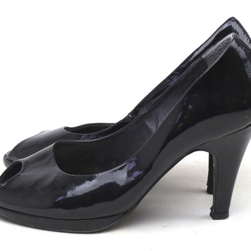 Kurt Geiger Womens EU Size 37 Black Leather Patent Court Shoes