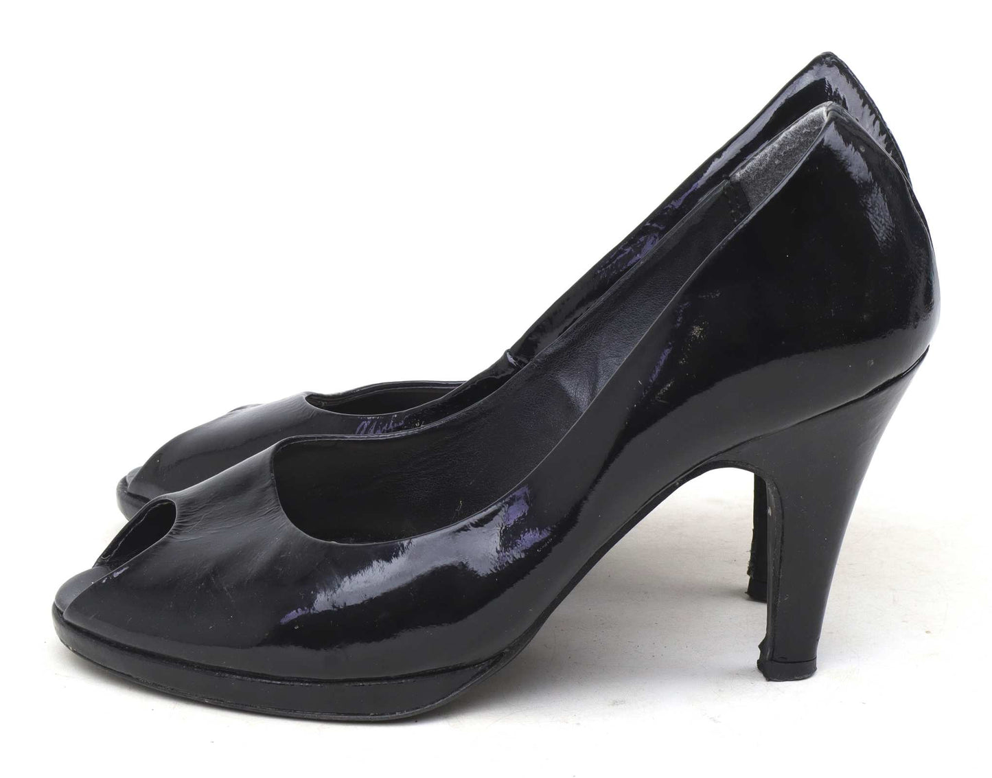 Kurt Geiger Womens EU Size 37 Black Leather Patent Court Shoes