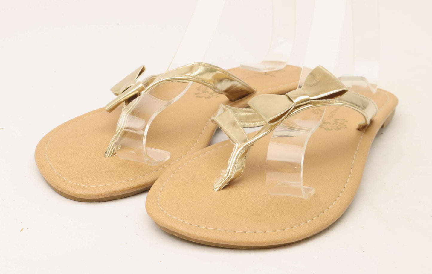 Primark Womens UK Size 5 Gold Bow Flip-Flops