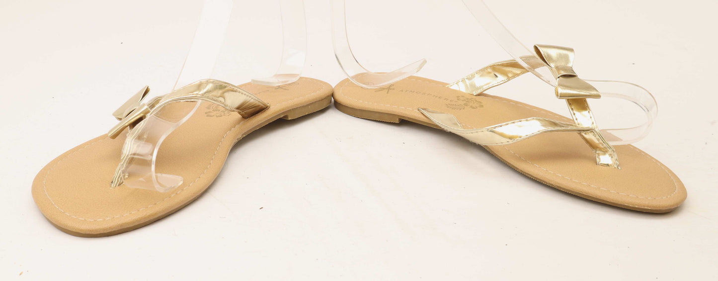 Primark Womens UK Size 5 Gold Bow Flip-Flops