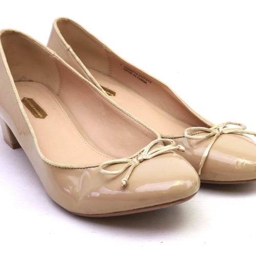 Dorothy Perkins Womens UK Size 7 Beige Nude Patent Court Shoes
