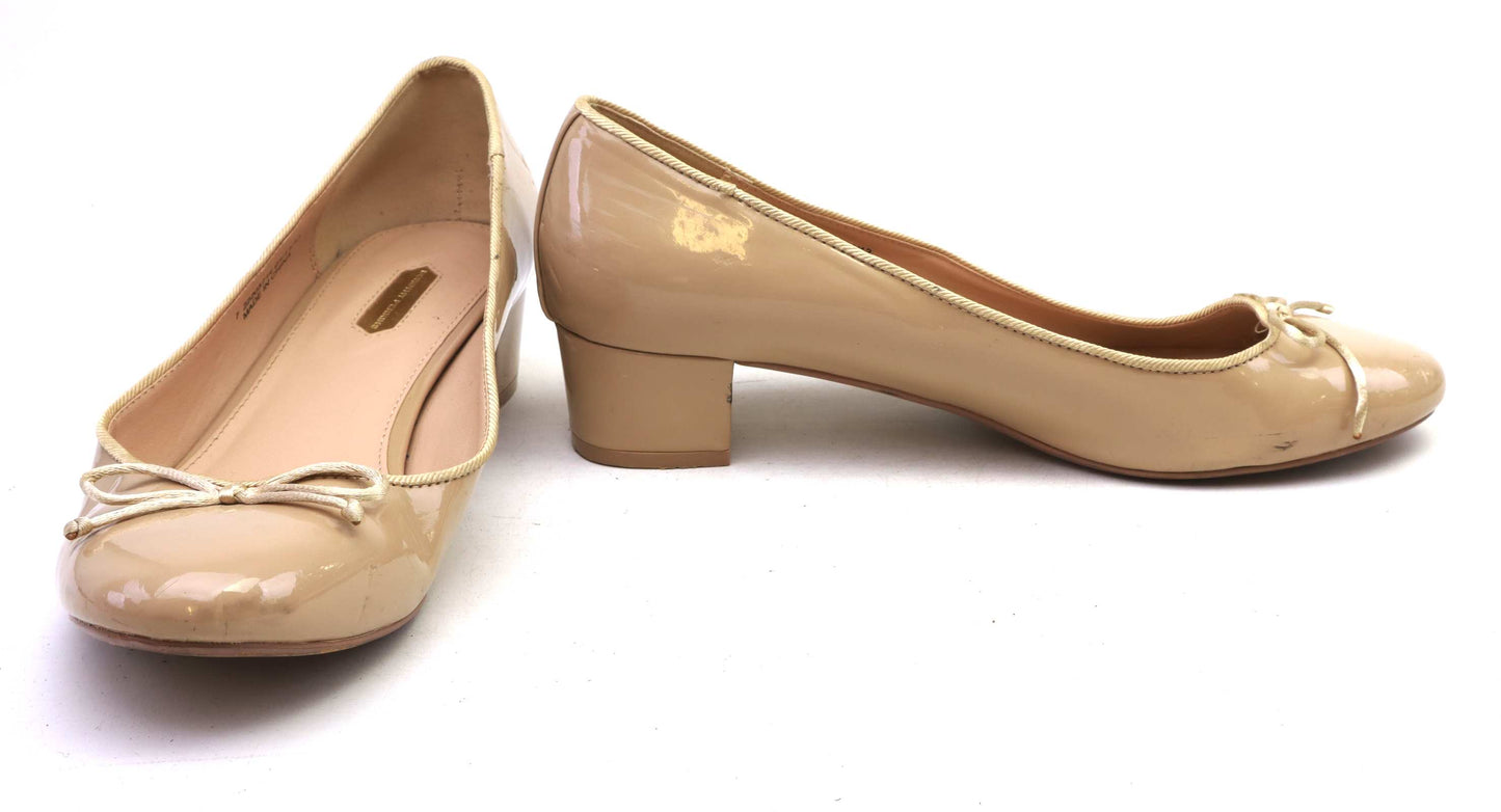 Dorothy Perkins Womens UK Size 7 Beige Nude Patent Court Shoes
