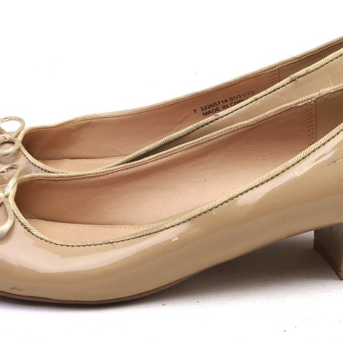 Dorothy Perkins Womens UK Size 7 Beige Nude Patent Court Shoes