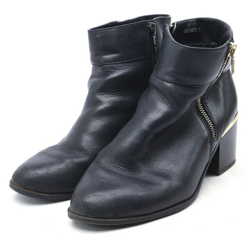 New Look Womens UK Size 5 Black Leather Ankle Boots