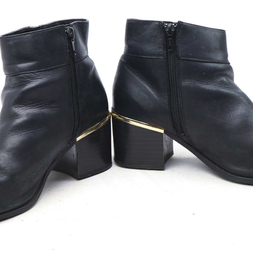 New Look Womens UK Size 5 Black Leather Ankle Boots