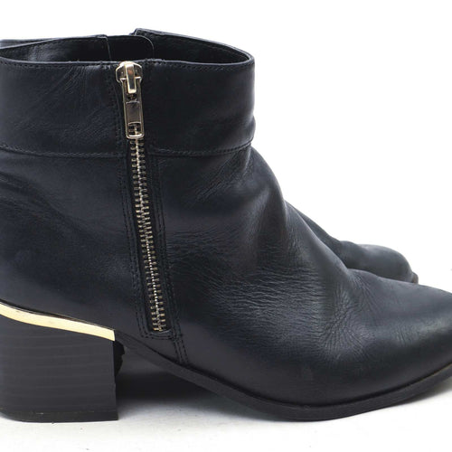 New Look Womens UK Size 5 Black Leather Ankle Boots