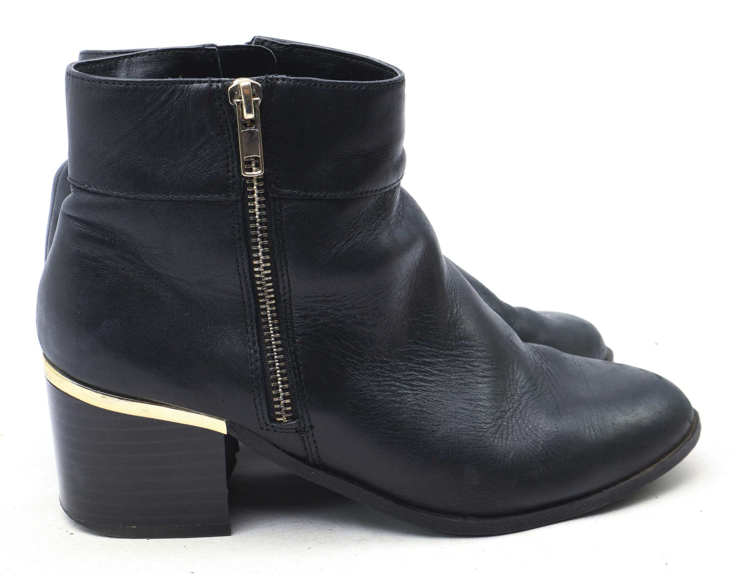 New Look Womens UK Size 5 Black Leather Ankle Boots