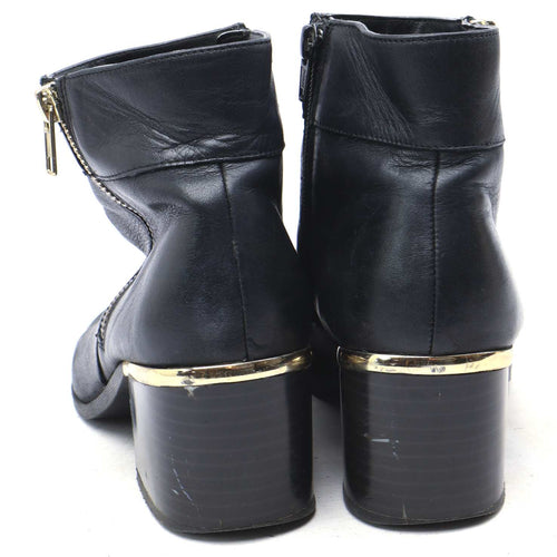 New Look Womens UK Size 5 Black Leather Ankle Boots