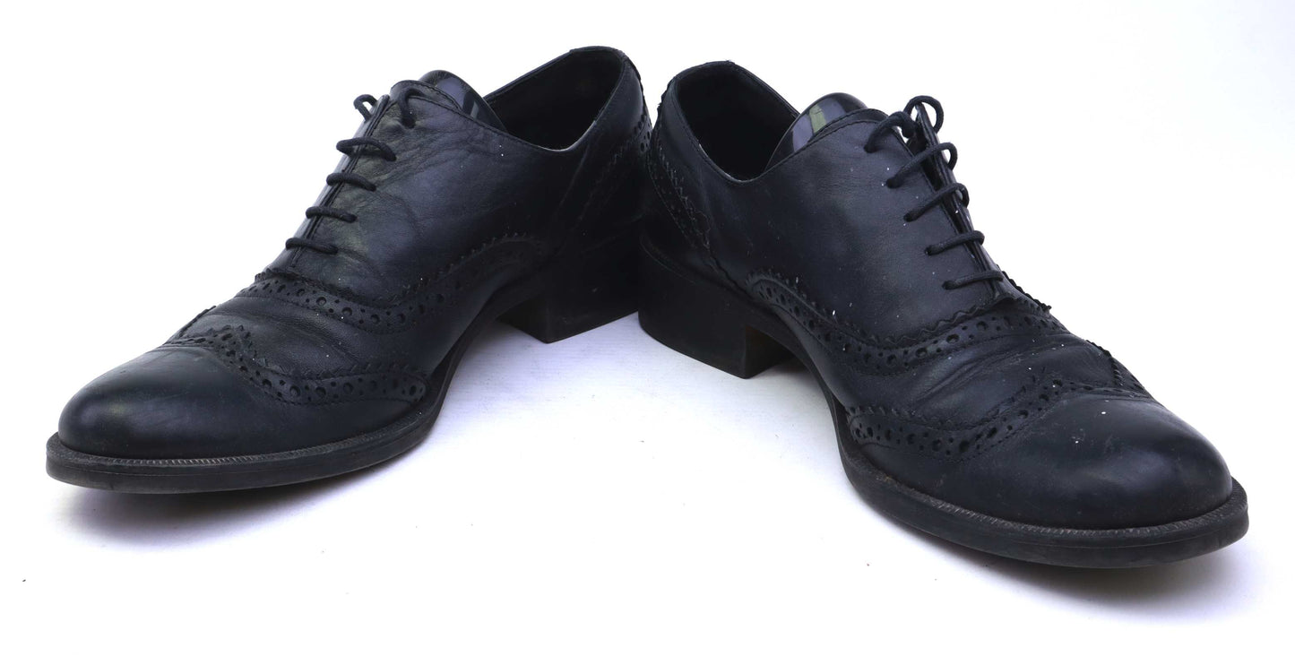 Fabio Lenzi Womens EU Size 40 Black Leather Brogues