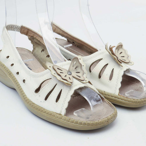 Cotton Traders Womens UK Size 5 White Butterfly Sandals