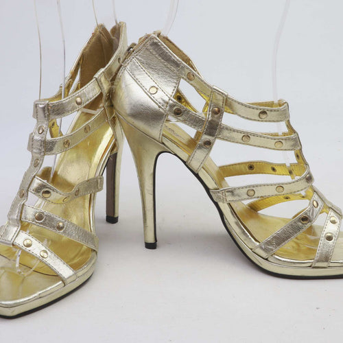 Johnny Cougon London Womens UK Size 6 Gold Gladiator Heels