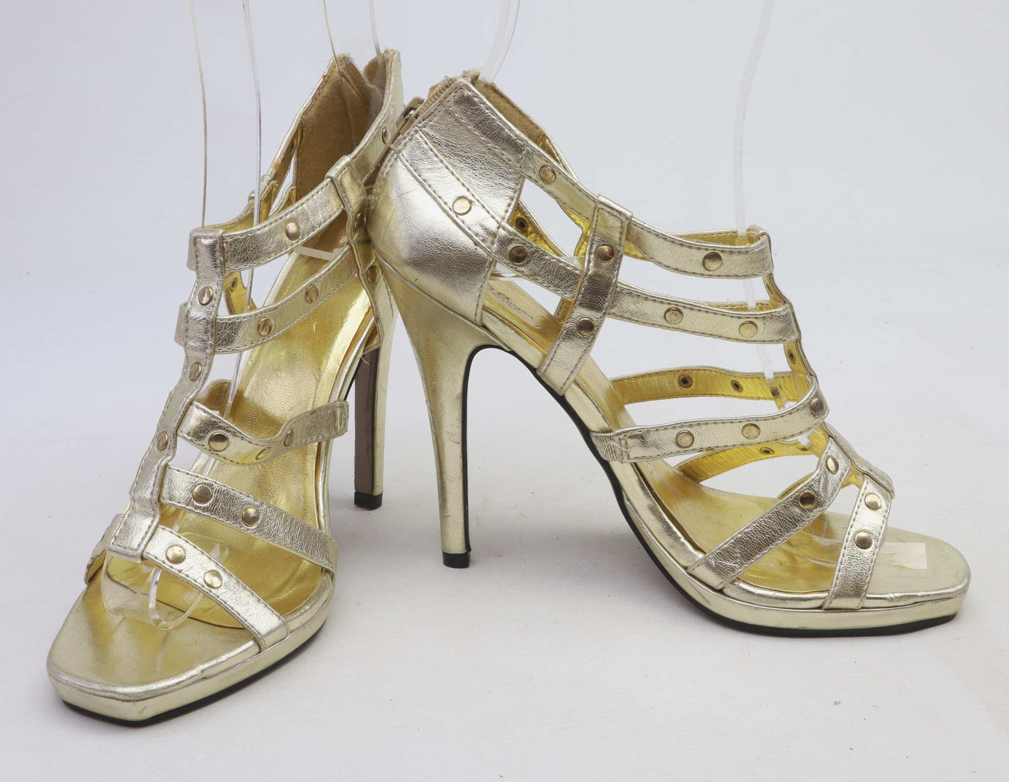 Johnny Cougon London Womens UK Size 6 Gold Gladiator Heels