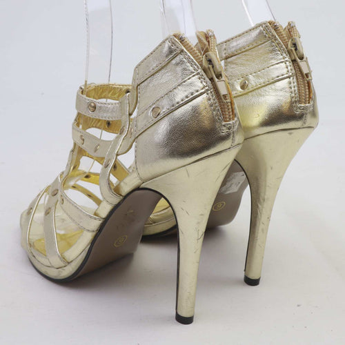 Johnny Cougon London Womens UK Size 6 Gold Gladiator Heels