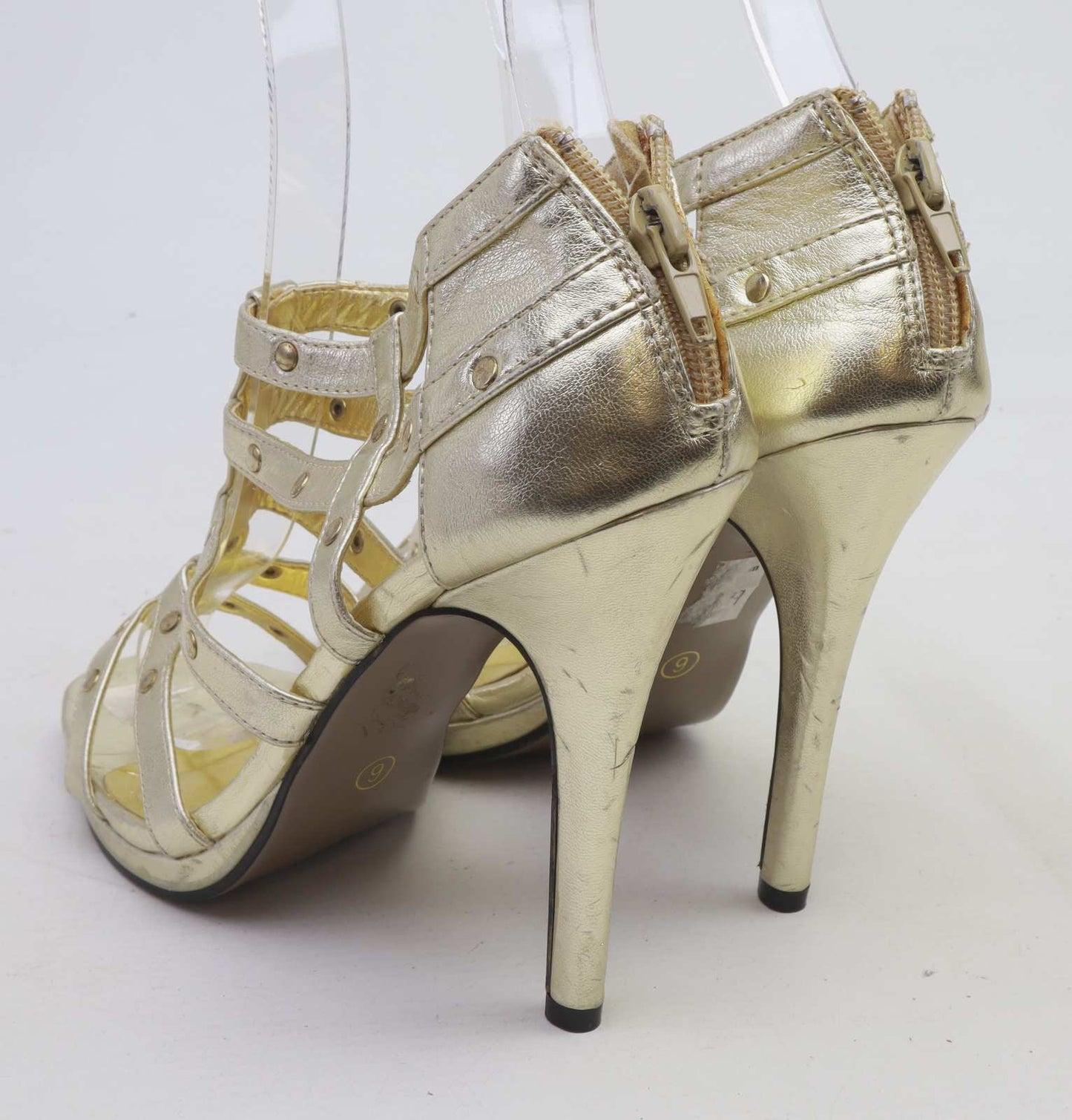 Johnny Cougon London Womens UK Size 6 Gold Gladiator Heels