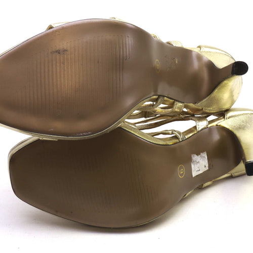 Johnny Cougon London Womens UK Size 6 Gold Gladiator Heels
