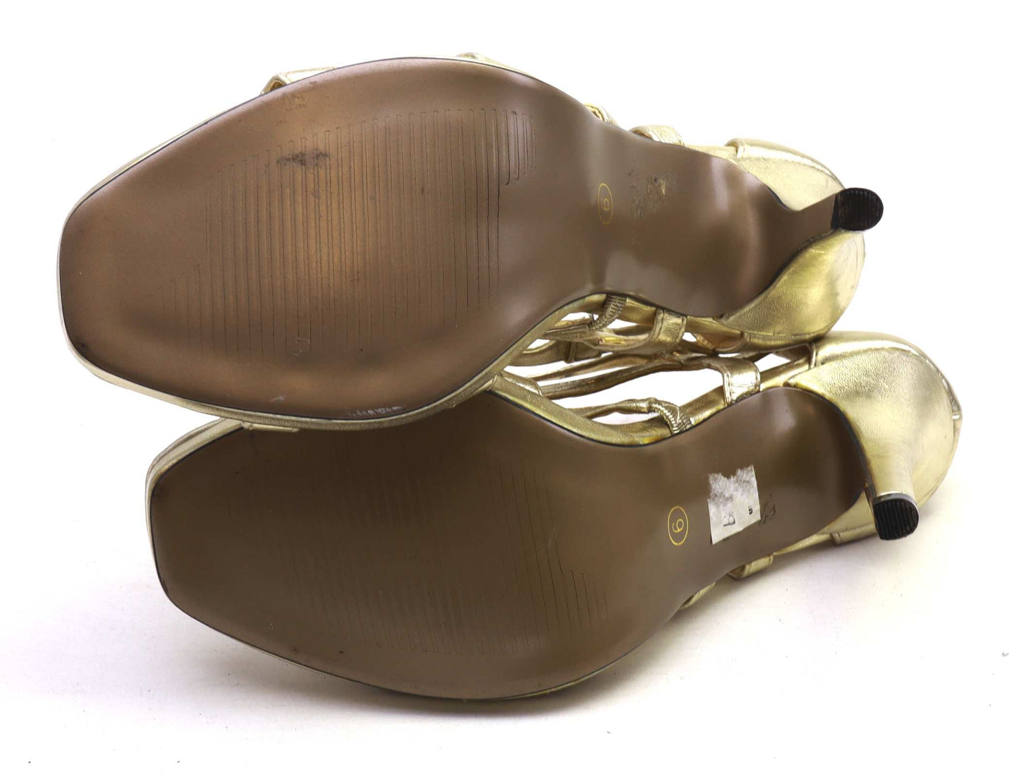 Johnny Cougon London Womens UK Size 6 Gold Gladiator Heels