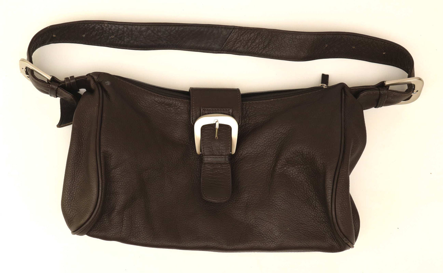 Arrogance Brown Leather Decorative Buckle Womens Shoulder Bag