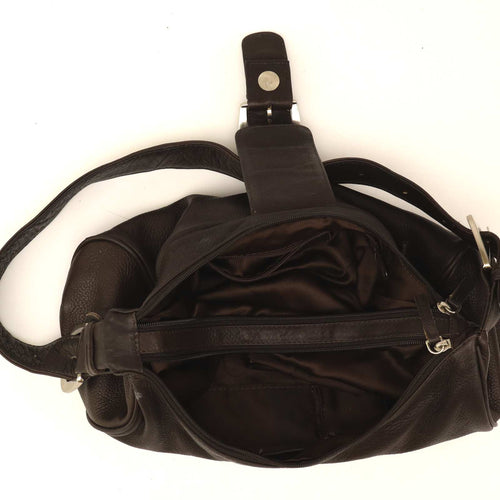 Arrogance Brown Leather Decorative Buckle Womens Shoulder Bag