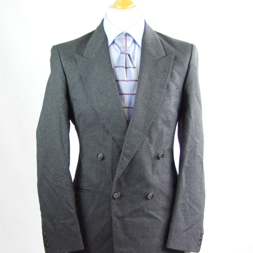 The Pecci Collection Mens Grey Striped Wool Blend Suit Jacket 40 (Regular)