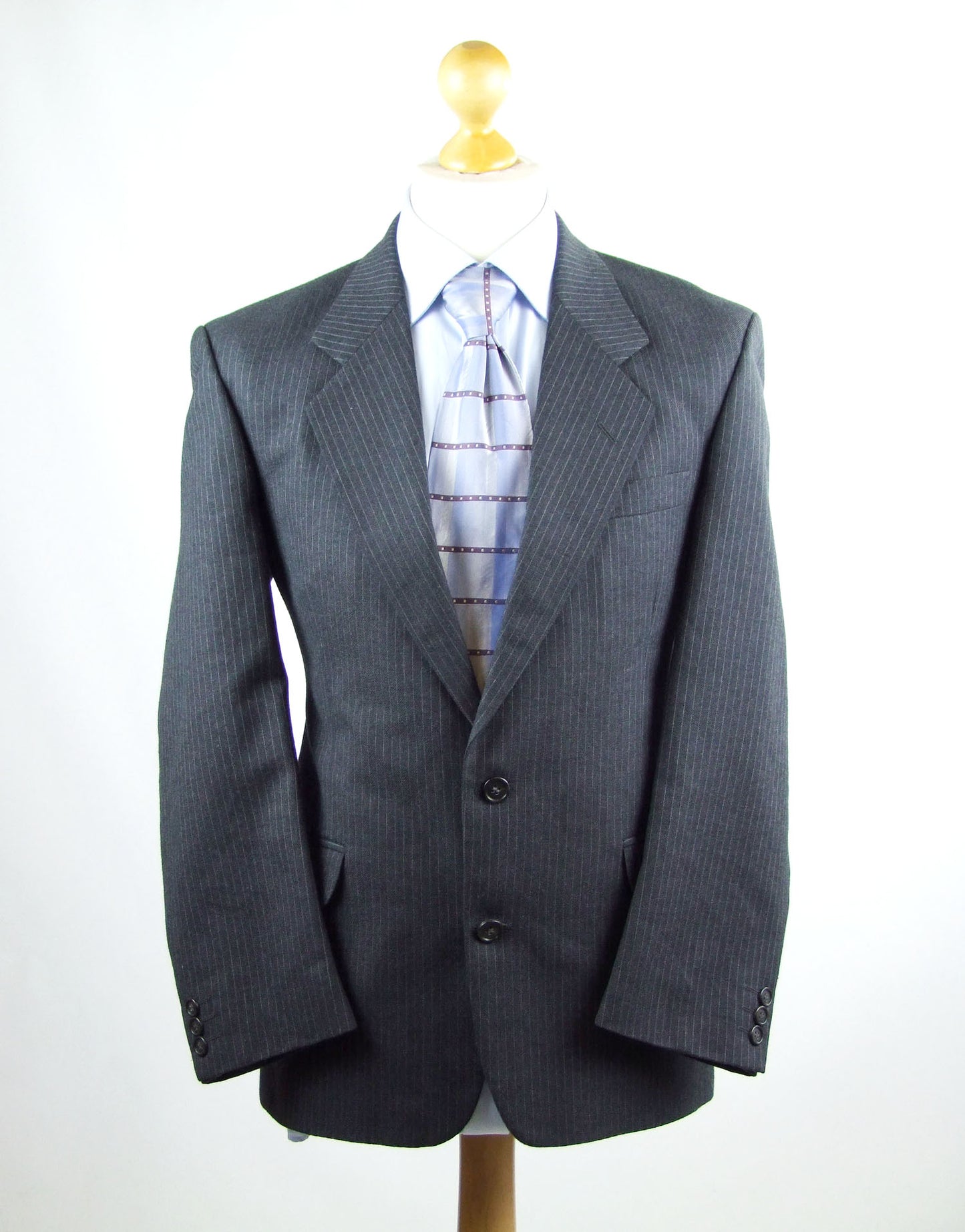 Hector James Mens Grey Striped Wool Suit Jacket 40 (Short)