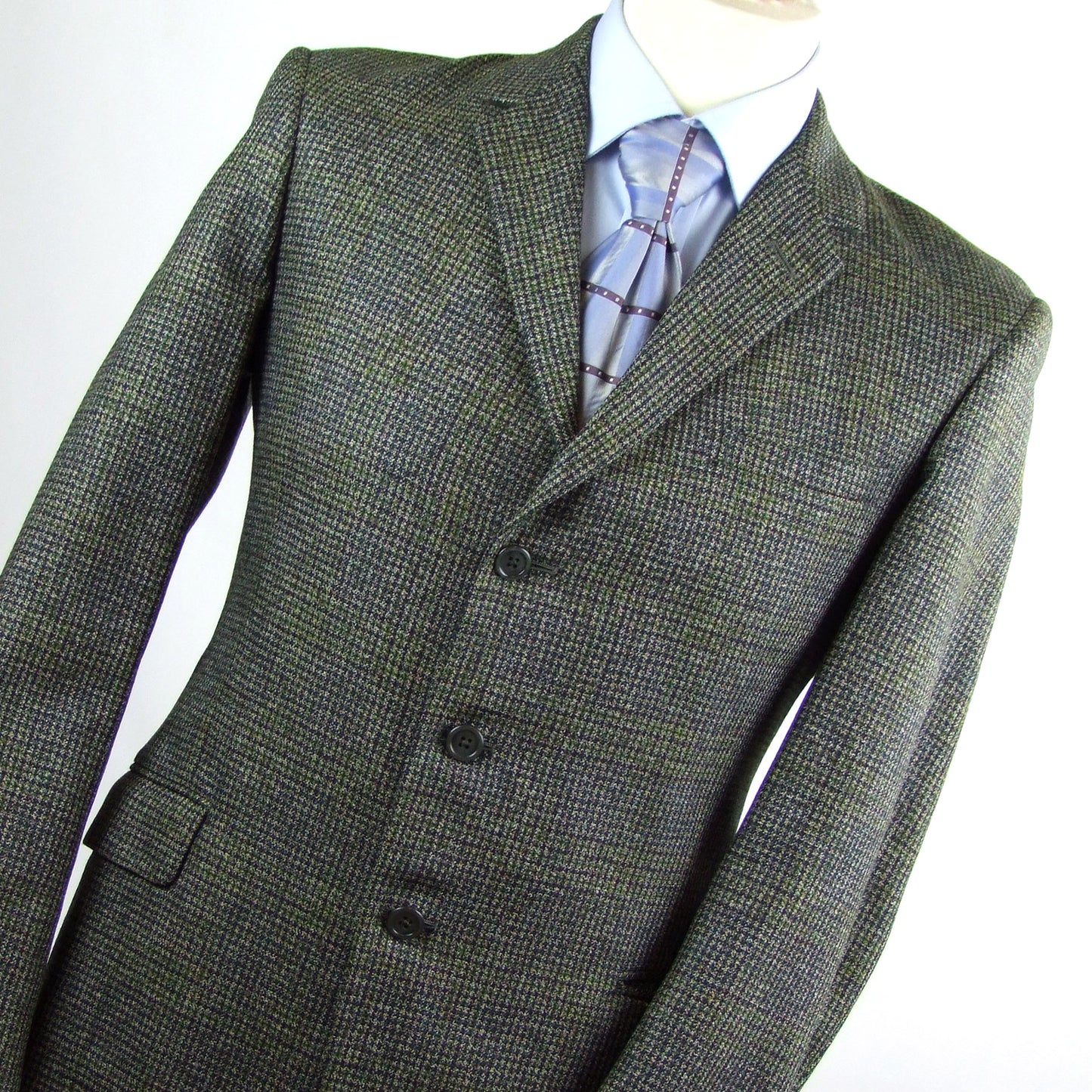 Roberts Of Selkirk Mens Blue Multi Coloured Wool Suit Jacket 38 (Regular)