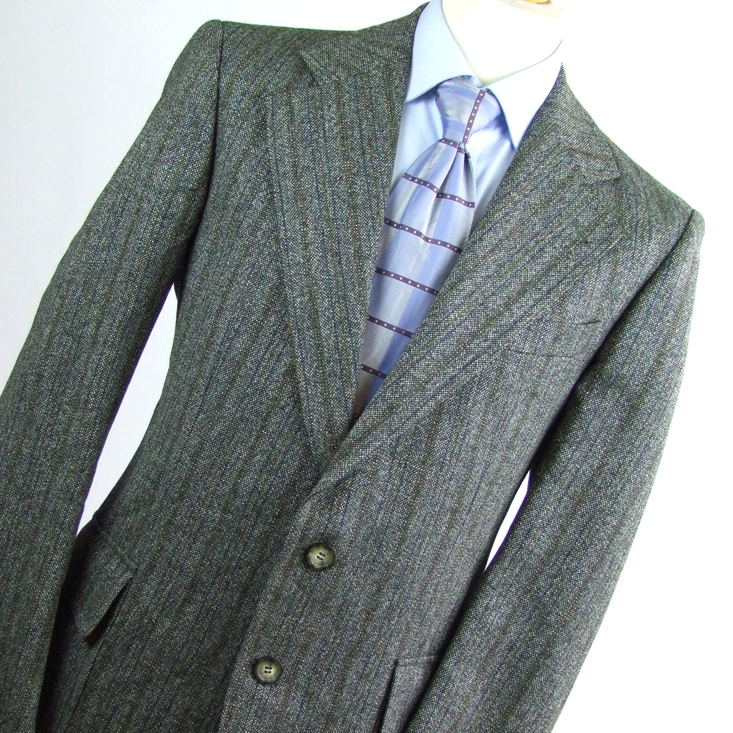 Donovan Mens Grey Striped Wool Suit Jacket Size 42