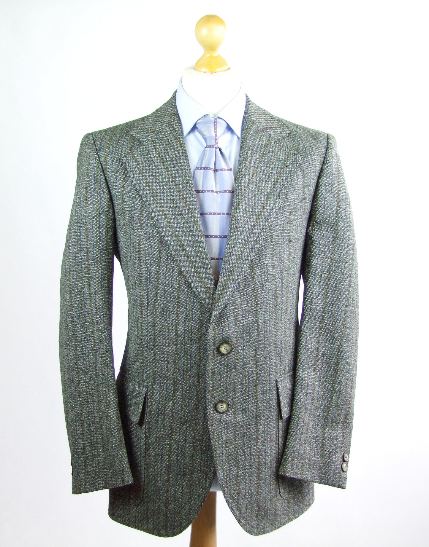 Donovan Mens Grey Striped Wool Suit Jacket Size 42