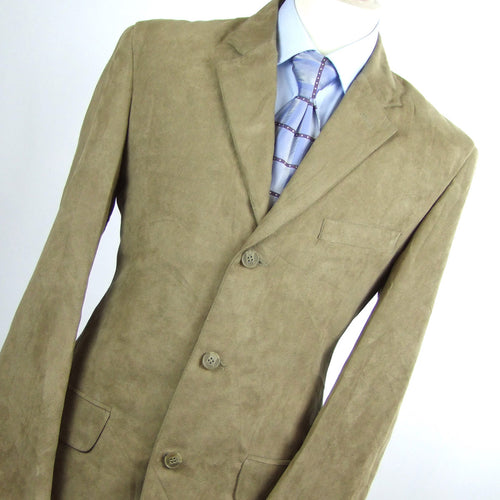 Mens Brown Suit Jacket 40 Regular Preworn Polyester Plain