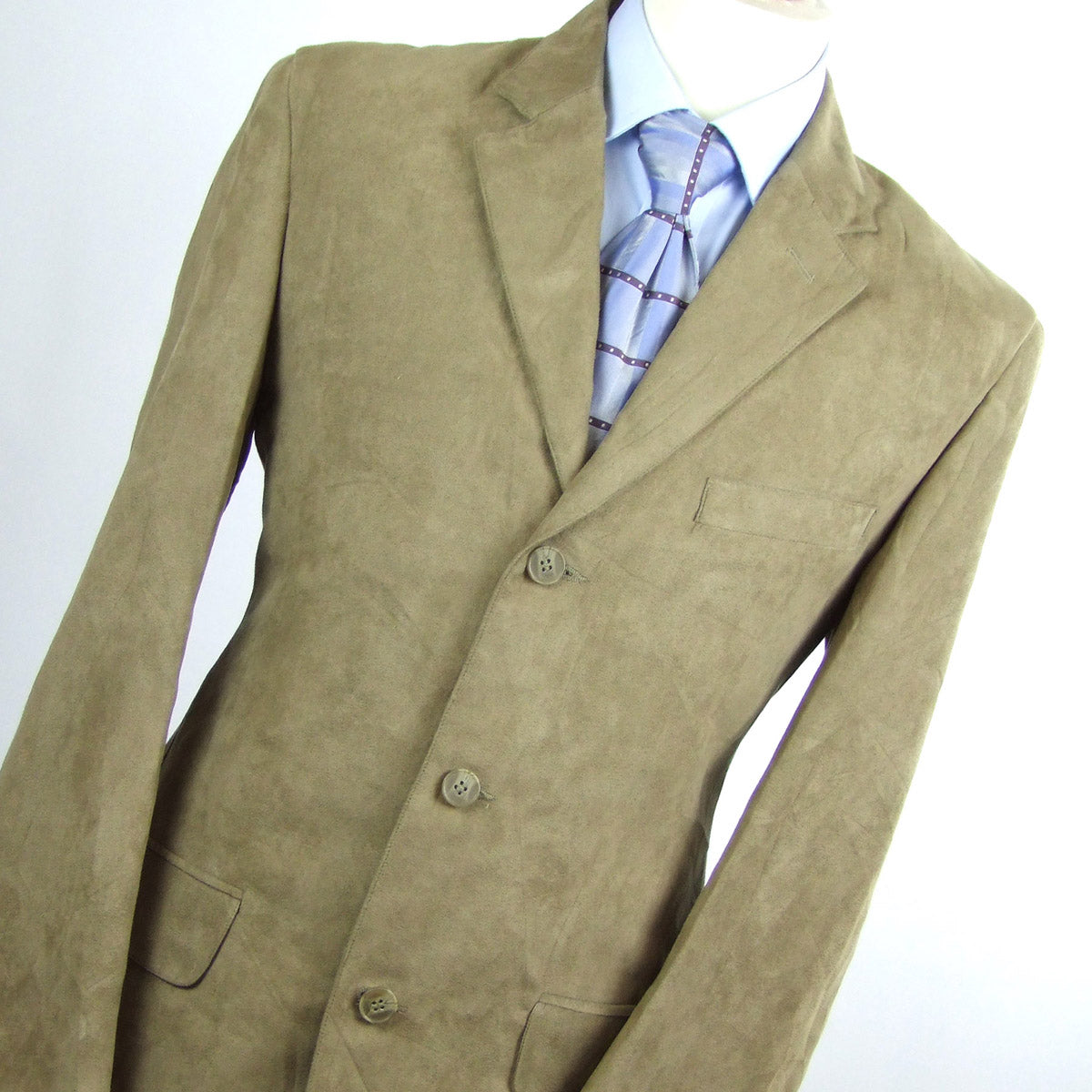 Mens Brown Suit Jacket 40 Regular Preworn Polyester Plain