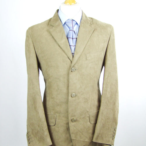 Mens Brown Suit Jacket 40 Regular Preworn Polyester Plain