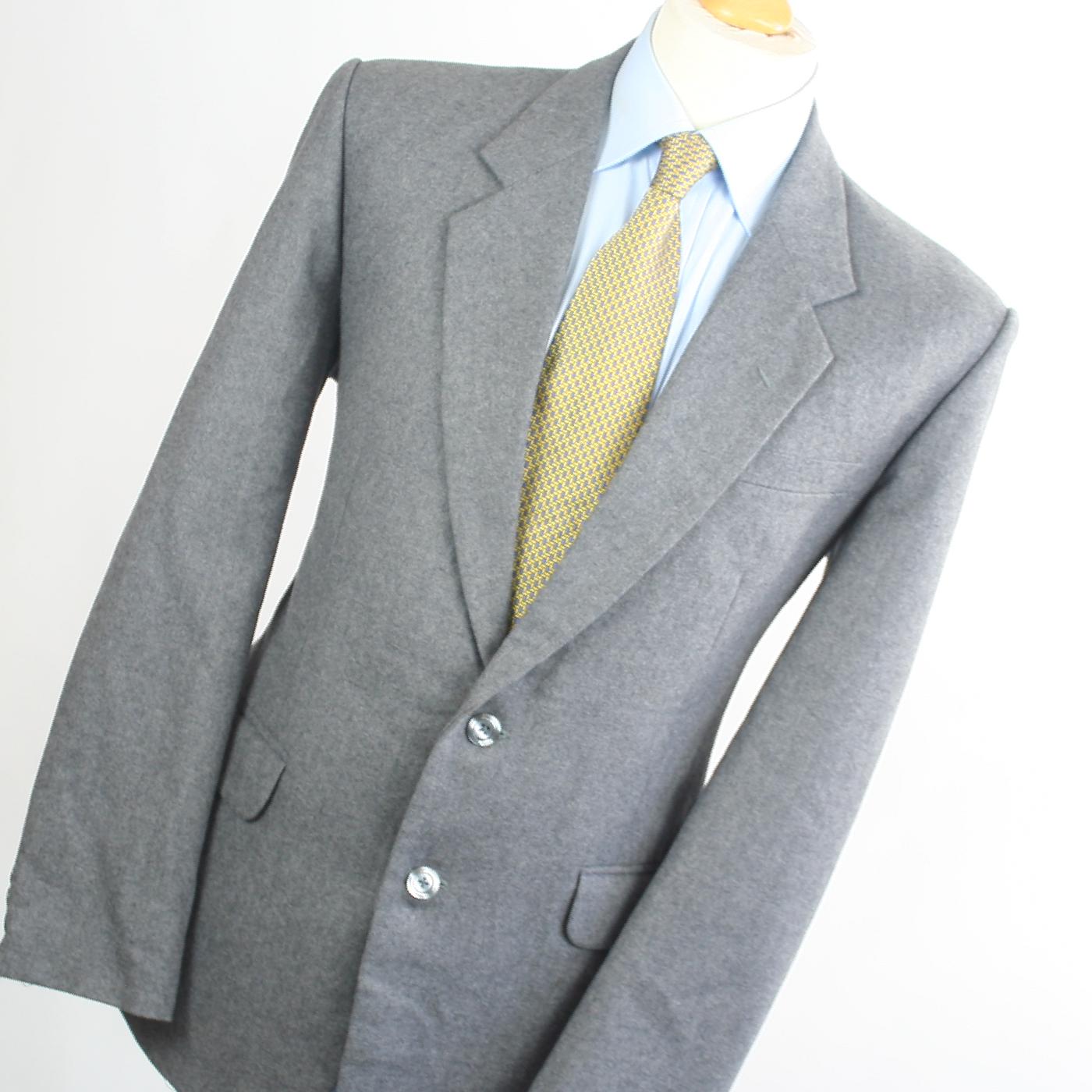 Mens Grey Suit 40/38 Regular Preworn Single Breasted Wool Blend Plain
