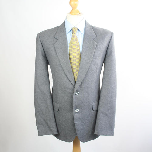 Mens Grey Suit 40/38 Regular Preworn Single Breasted Wool Blend Plain
