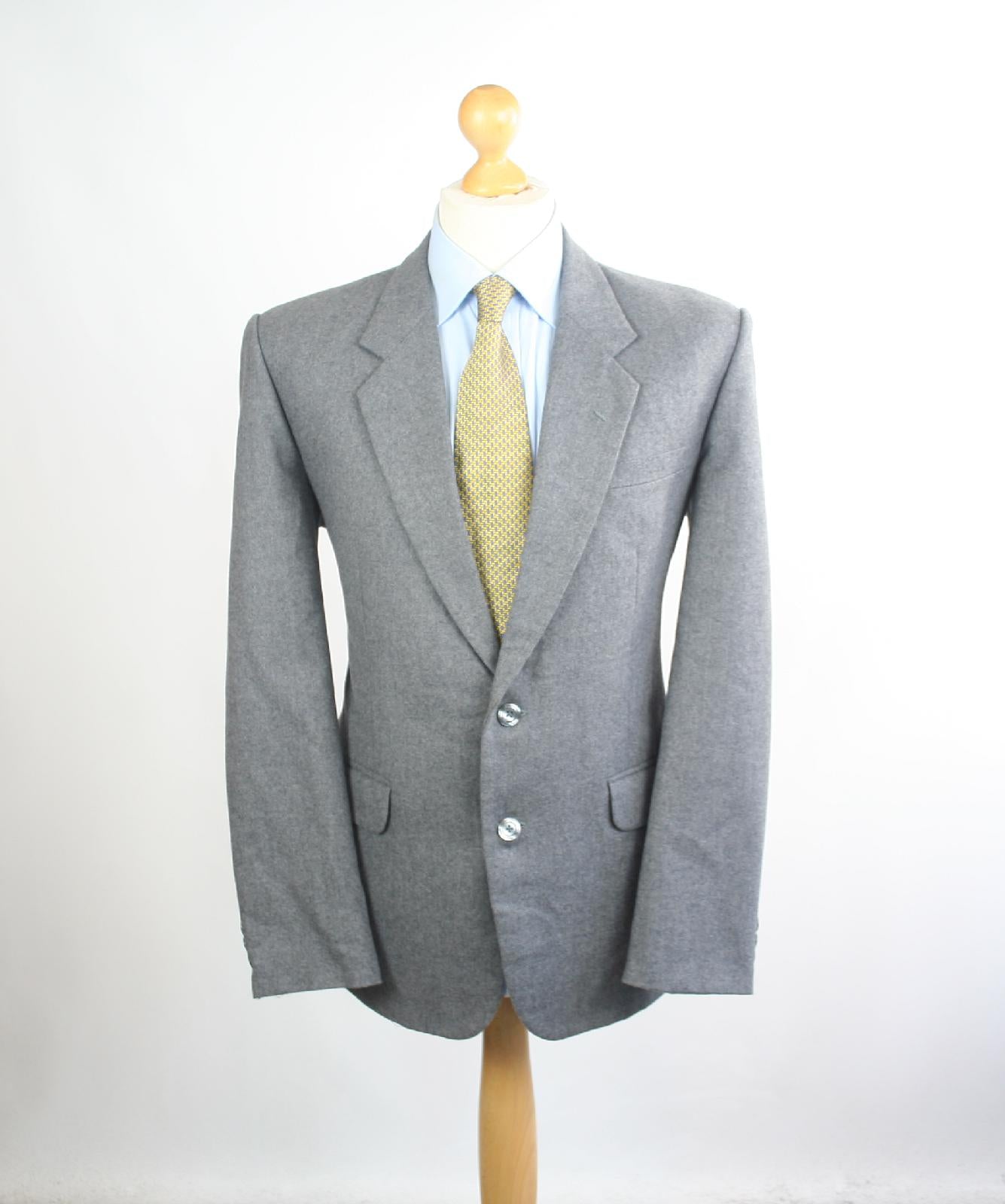 Mens Grey Suit 40/38 Regular Preworn Single Breasted Wool Blend Plain