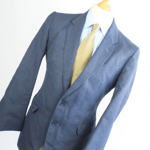 Mens Blue Suit 38/36 Regular Charles Barker Single Breasted Wool Blend Pinstriped