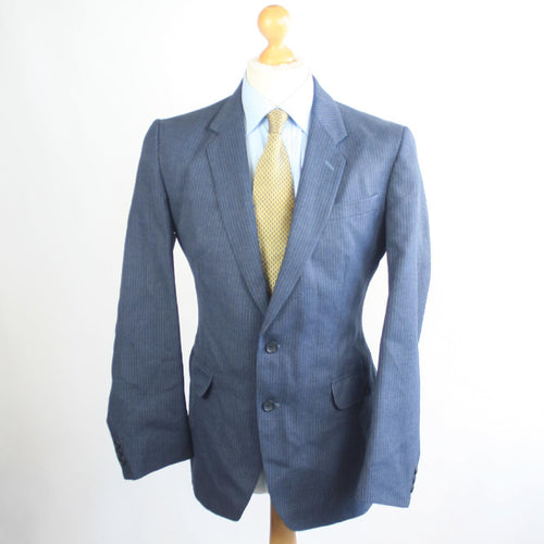 Mens Blue Suit 38/36 Regular Charles Barker Single Breasted Wool Blend Pinstriped