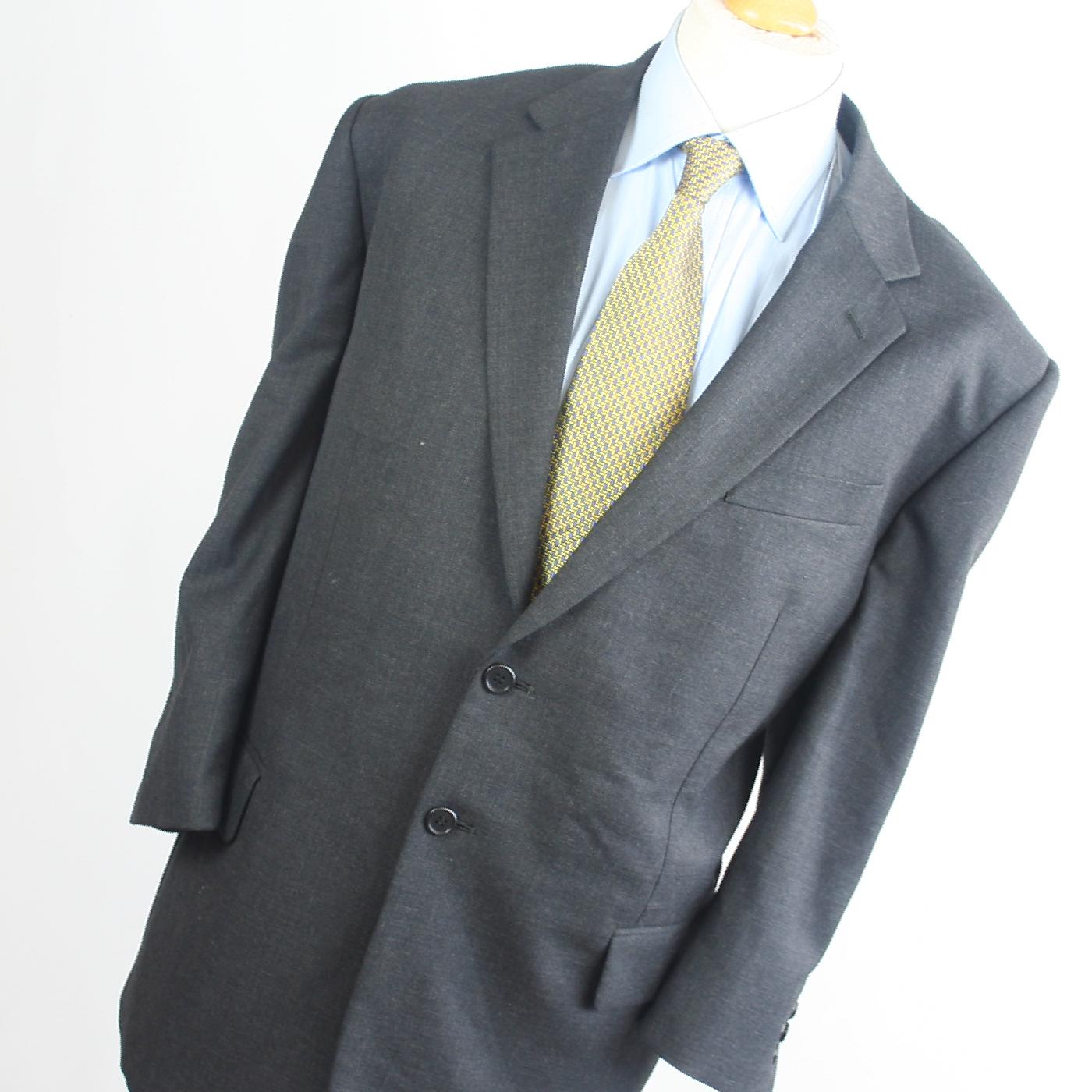 Mens Grey Suit 42/44 Short Slaters Single Breasted Polyester Plain