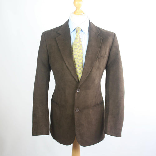 Mens Brown Suit Jacket 40 Regular Emporio Colombo Polyester Plain
