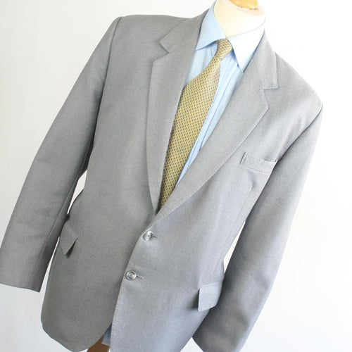 Mens Grey Suit Jacket 42 Regular Valted Wool Blend Plain