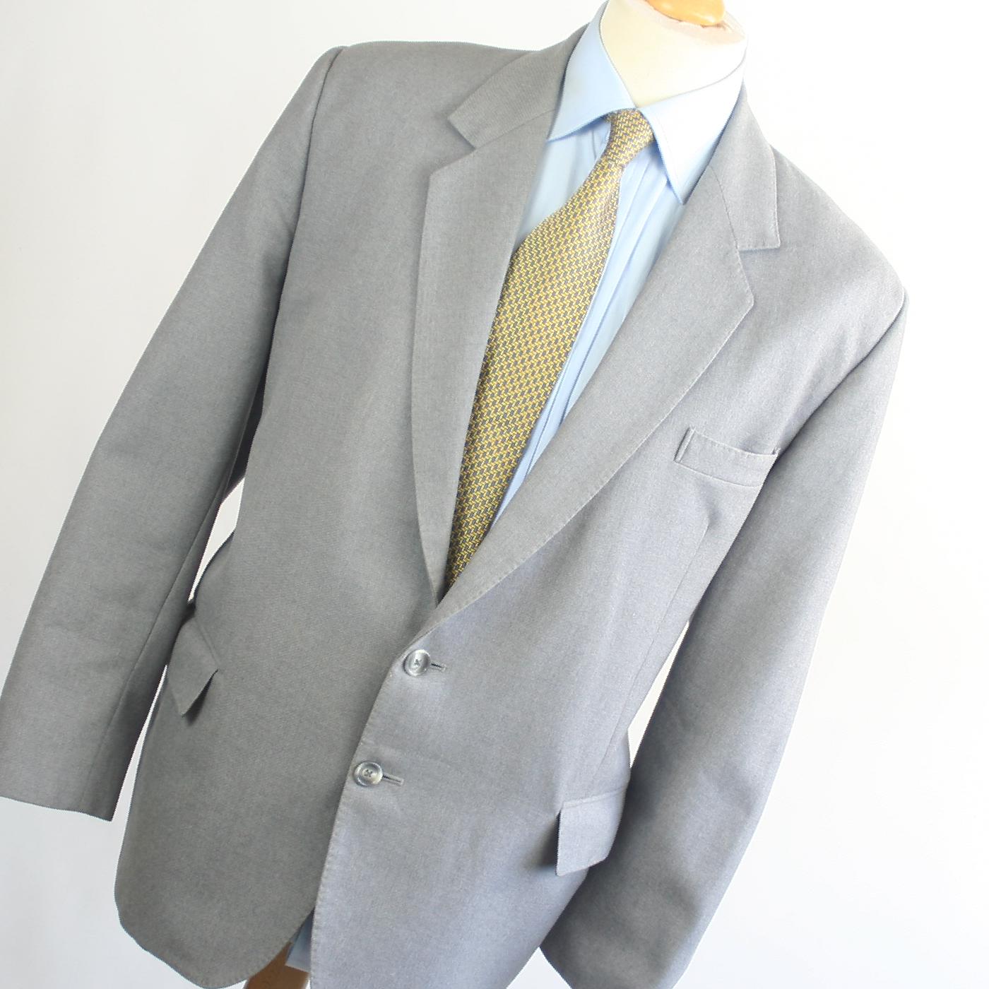 Mens Grey Suit Jacket 42 Regular Valted Wool Blend Plain