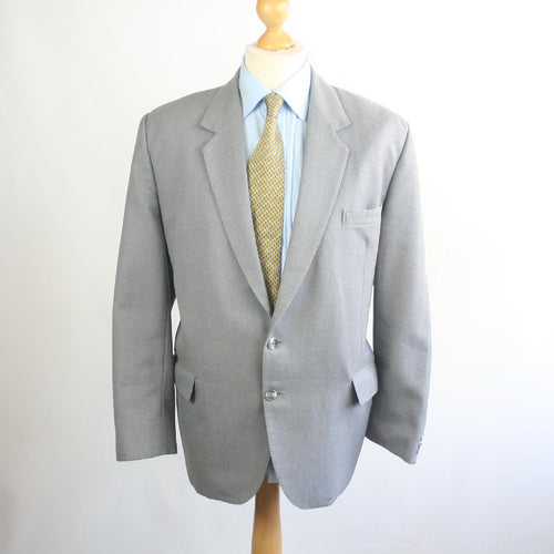 Mens Grey Suit Jacket 42 Regular Valted Wool Blend Plain