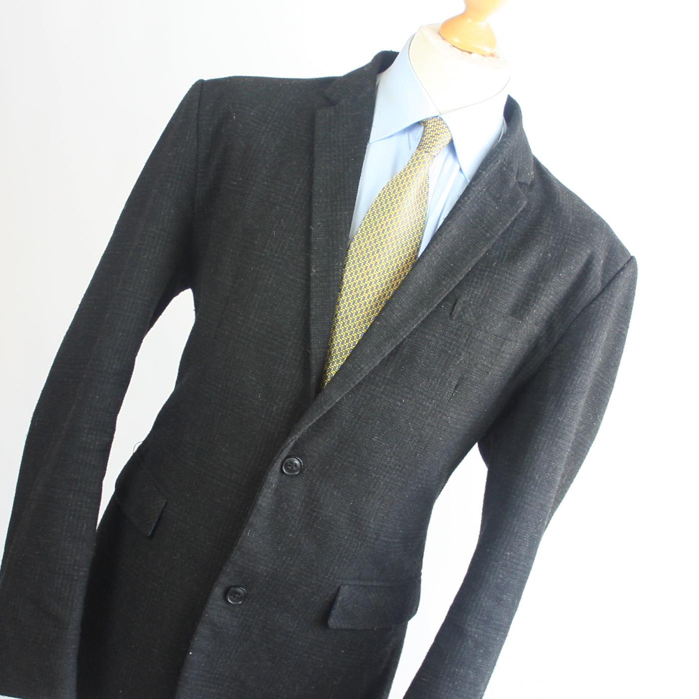 Peacocks Mens Black Check Wool Blend Suit Jacket 44 Chest (Regular)